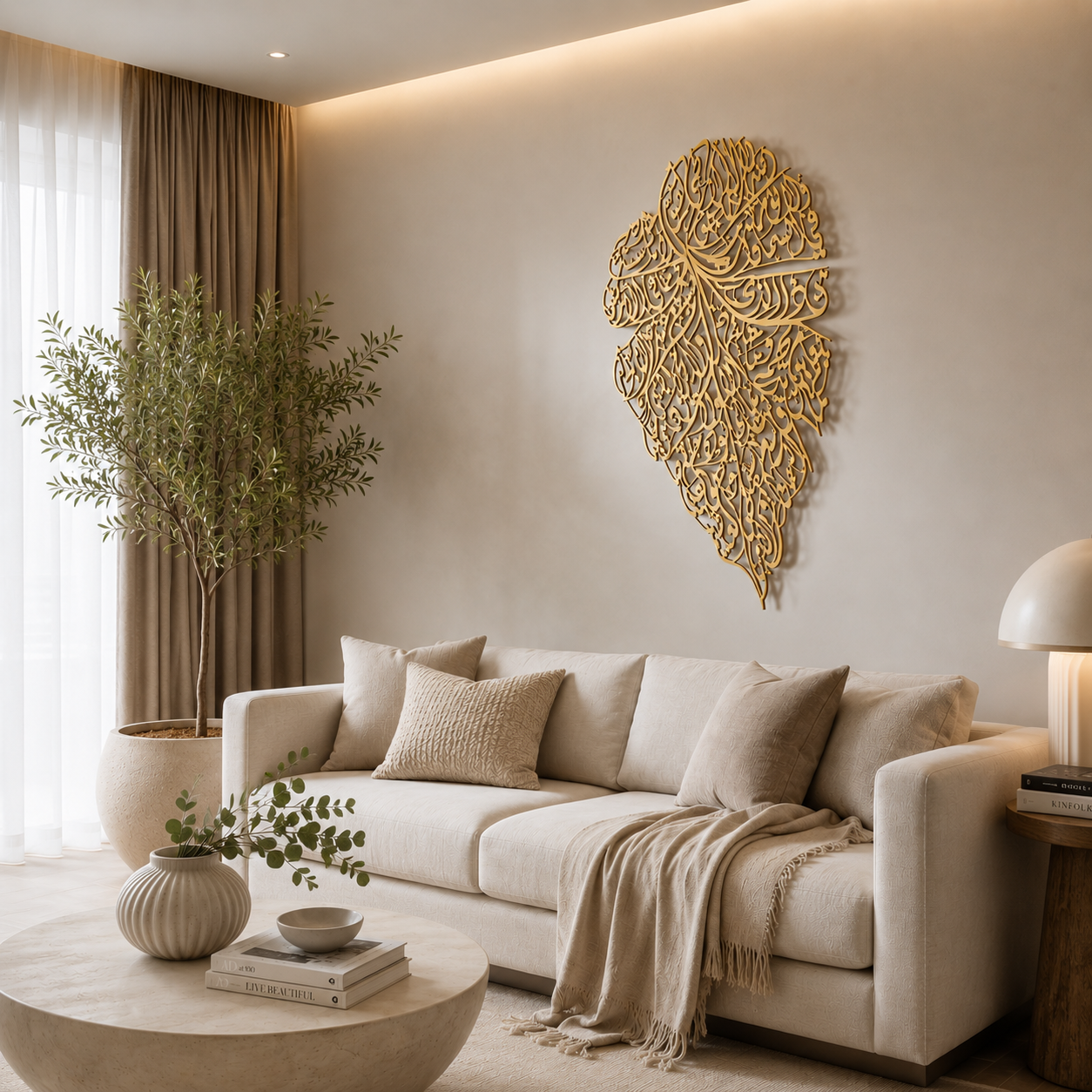 Ayatul Kursi Metal Islamic Wall Art (Leaf Pattern) - Image 2
