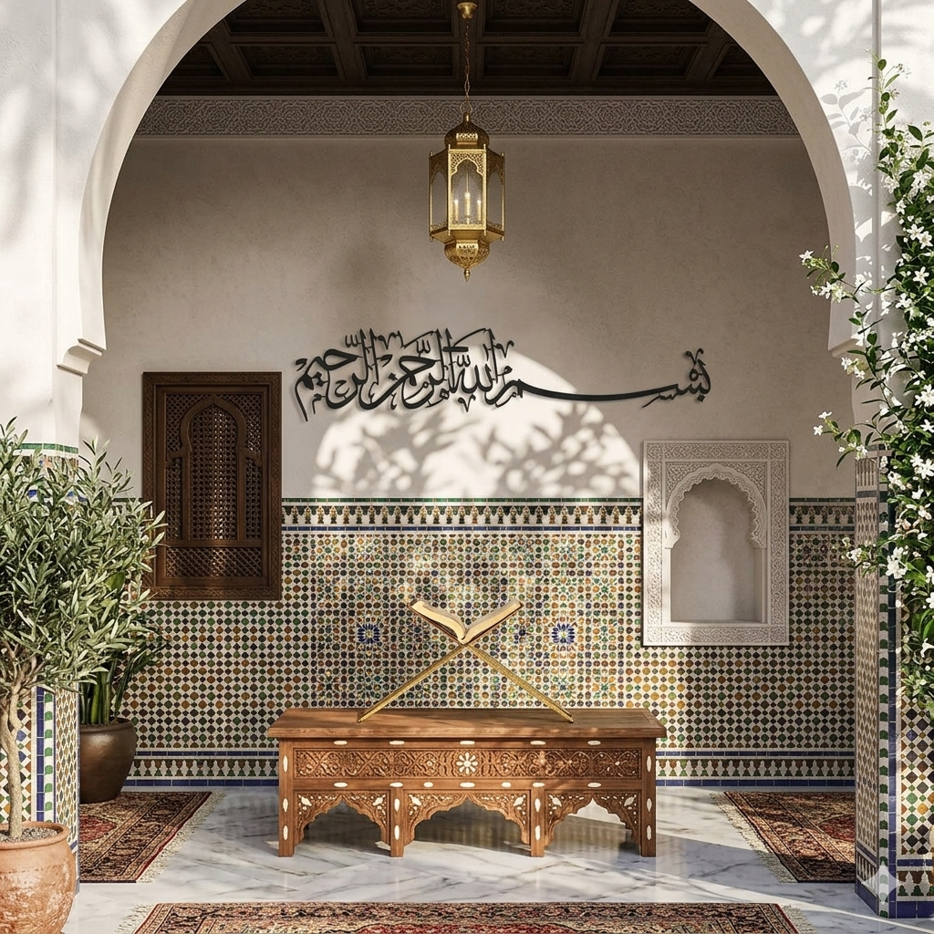 Bismillah, Basmala Horizontal Metal Islamic Wall Art