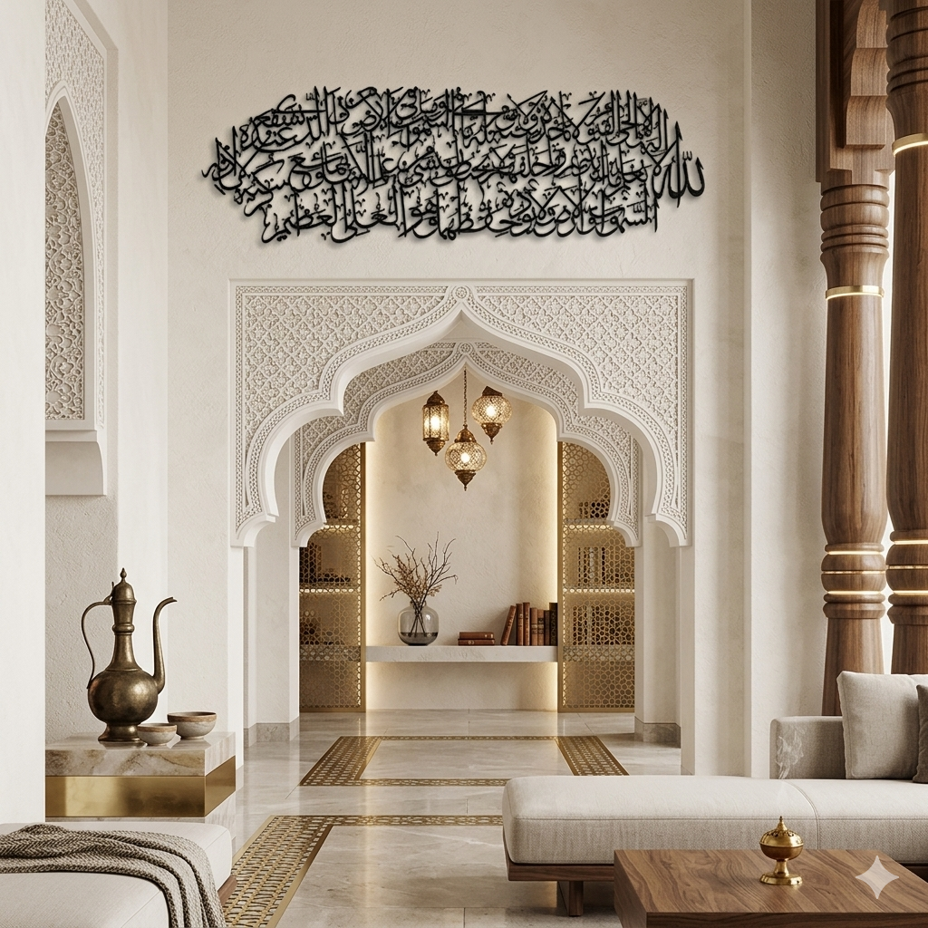 Ayatul Kursi Written Metal Islamic Wall Art - Image 2