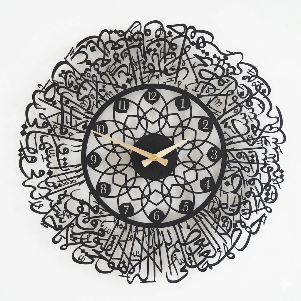Ayatul Kursi Written Metal Wall Clock - Image 4