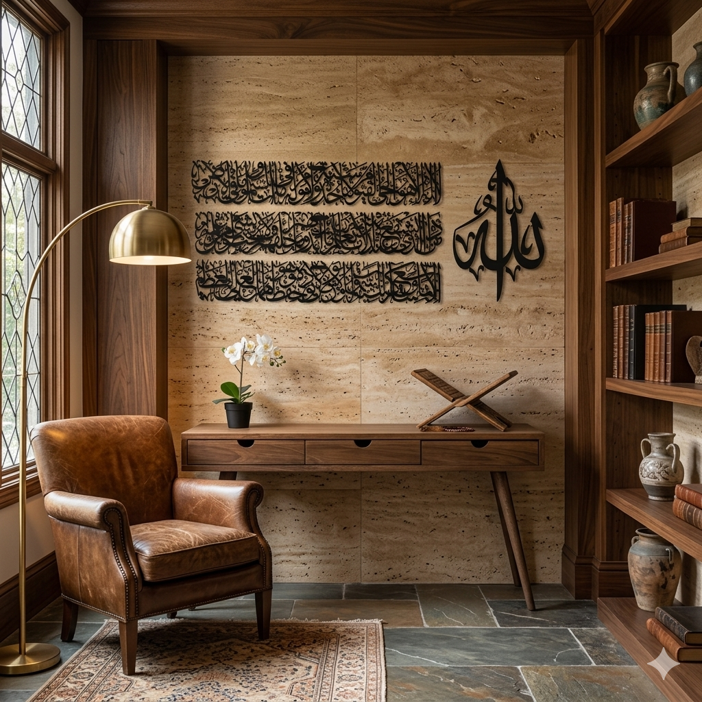 Ayatul Kursi Calligraphy Large Metal Wall Art Set in 4 Pieces
