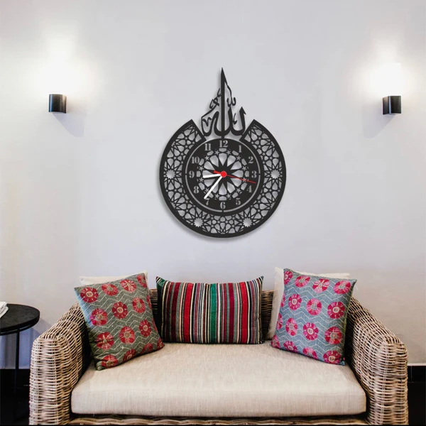 Allah (SWT) name and Classic Metal Islamic Wall Clock - Image 3