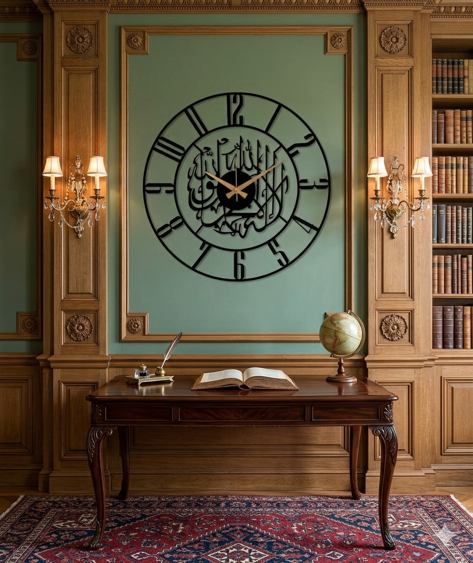 Kalima Shahada Metal Islamic Wall Clock - Image 3