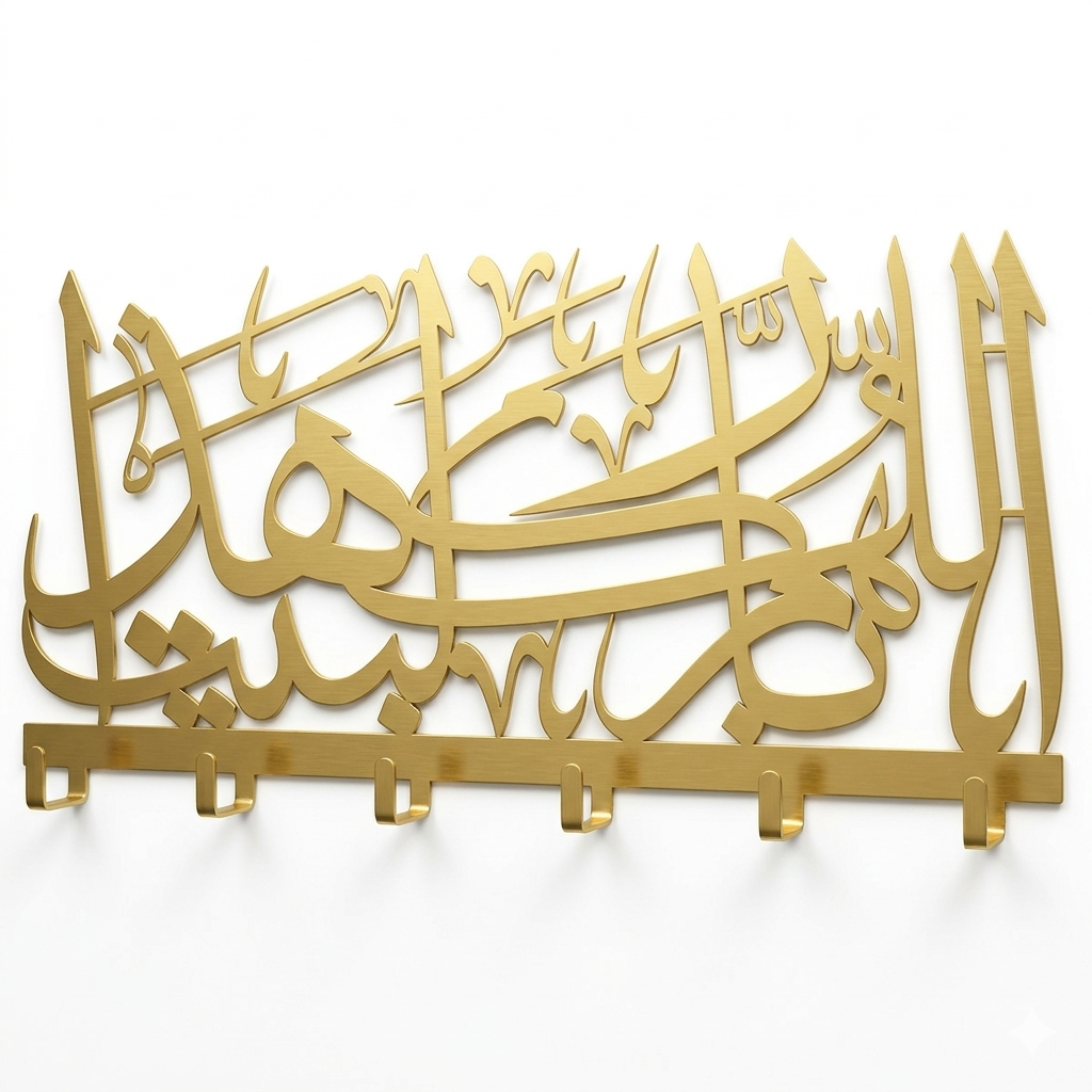 God Bless This Home Metal Key Holder Arabic Islamic Wall Art - Image 4