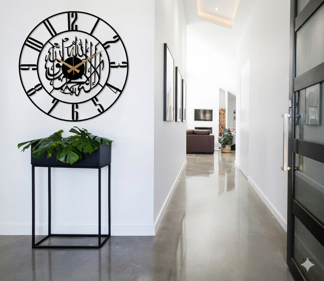 Kalima Shahada Metal Islamic Wall Clock - Image 4